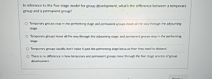 In reference to the fres'stage model for group