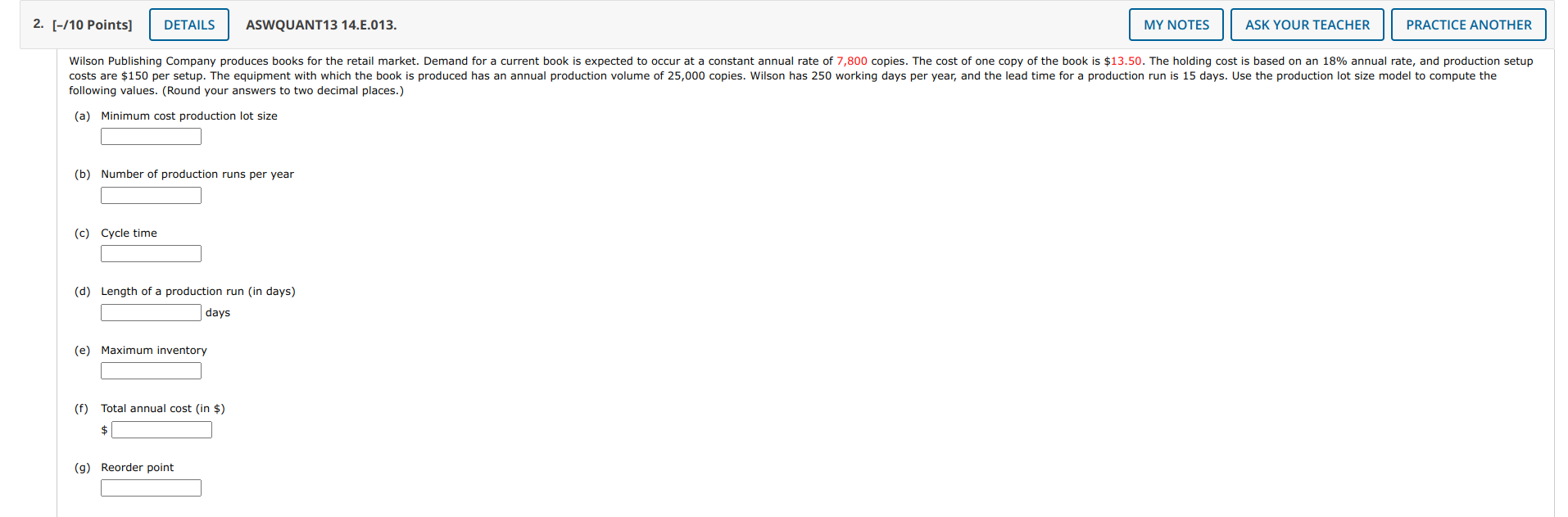 2. [-/10 Points] DETAILS ASWQUANT13 14.E.013. MY