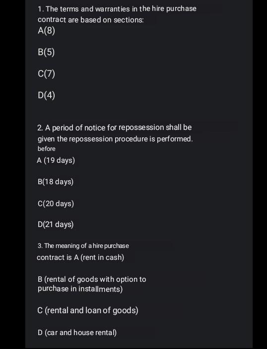 please choose the correct answer between A B C