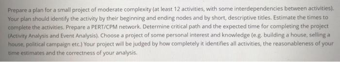 Complete solutions please Prepare a plan for a