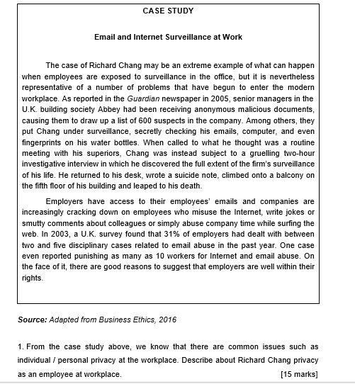 I need the answer quickly!! CASE STUDY Email and