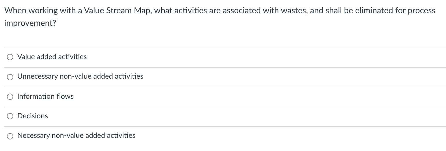 When working with a Value Stream Map, what