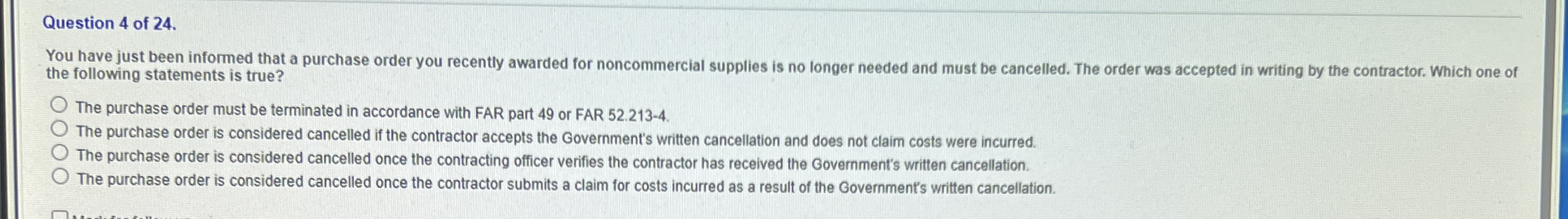 Question 4 of 2 4 . You have just been informed