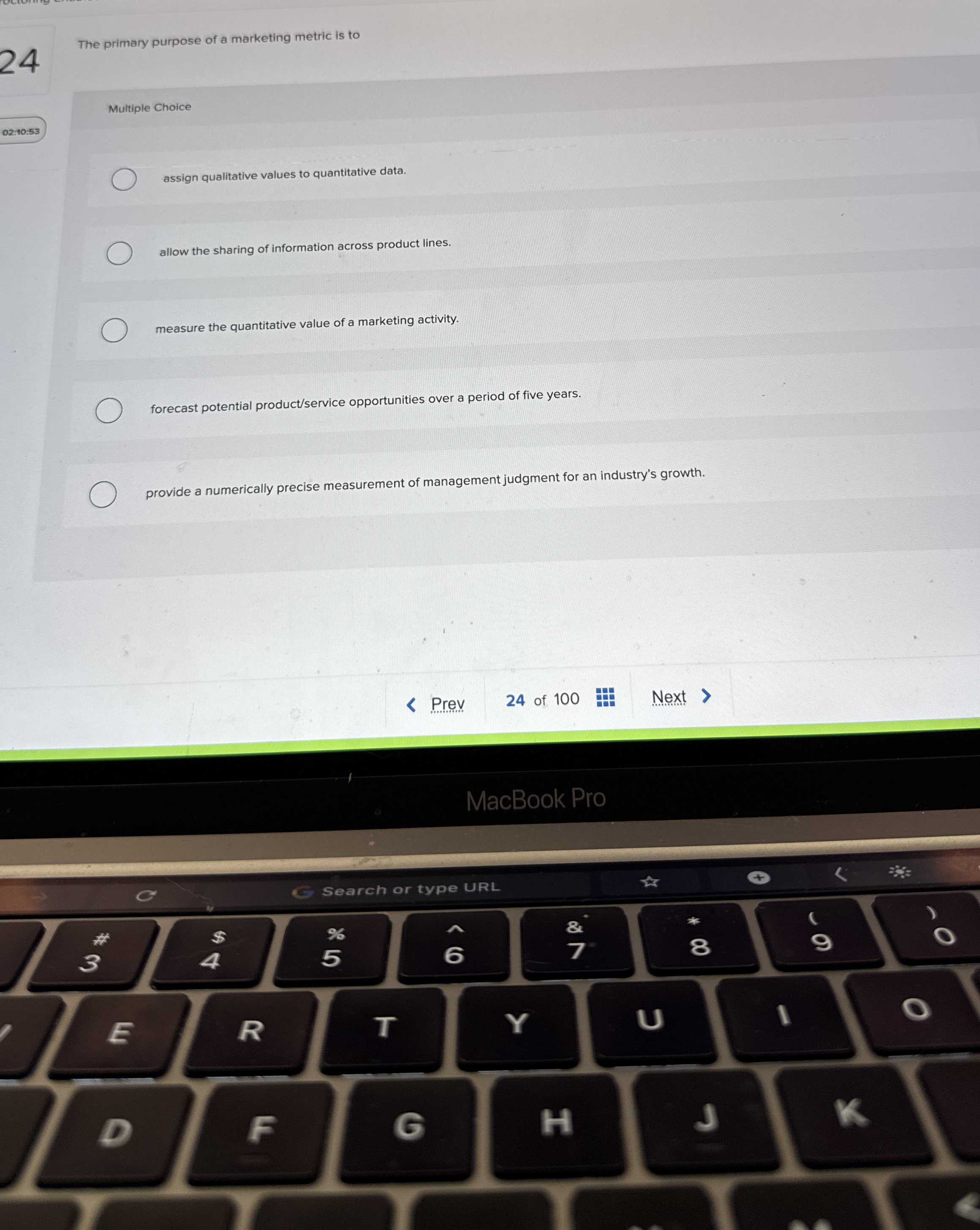 The primary purpose of a marketing metric is to