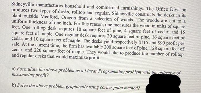 Sidneyville manufactures household and commercial