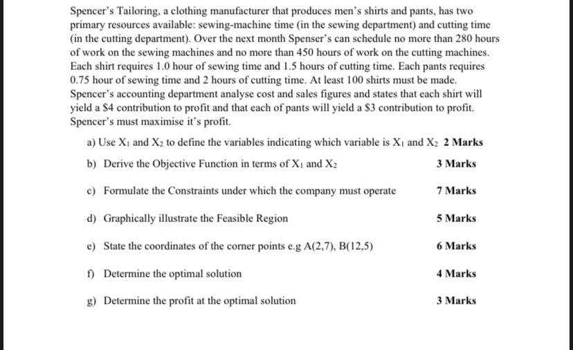 Spencer's Tailoring, a clothing manufacturer that