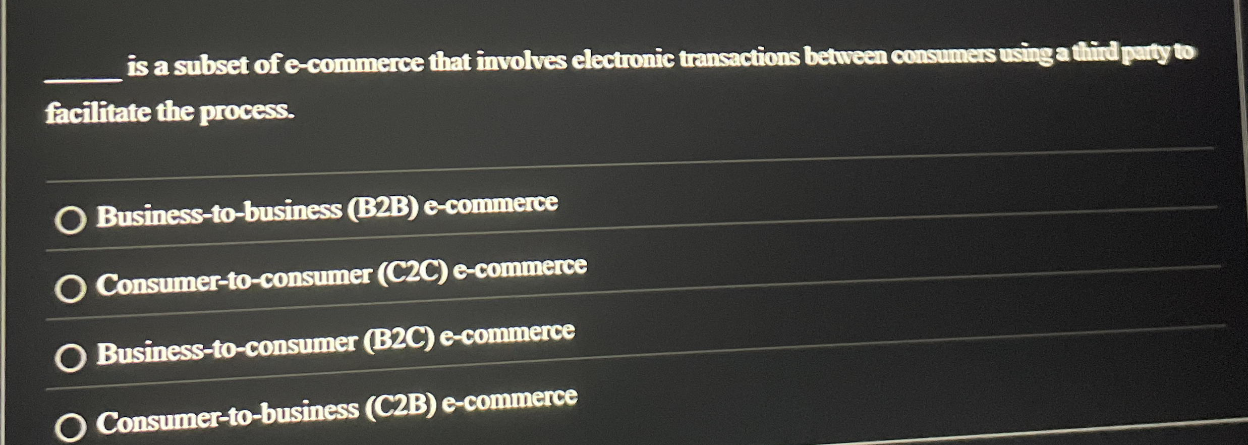 q , is a subset of e - commerce that involves