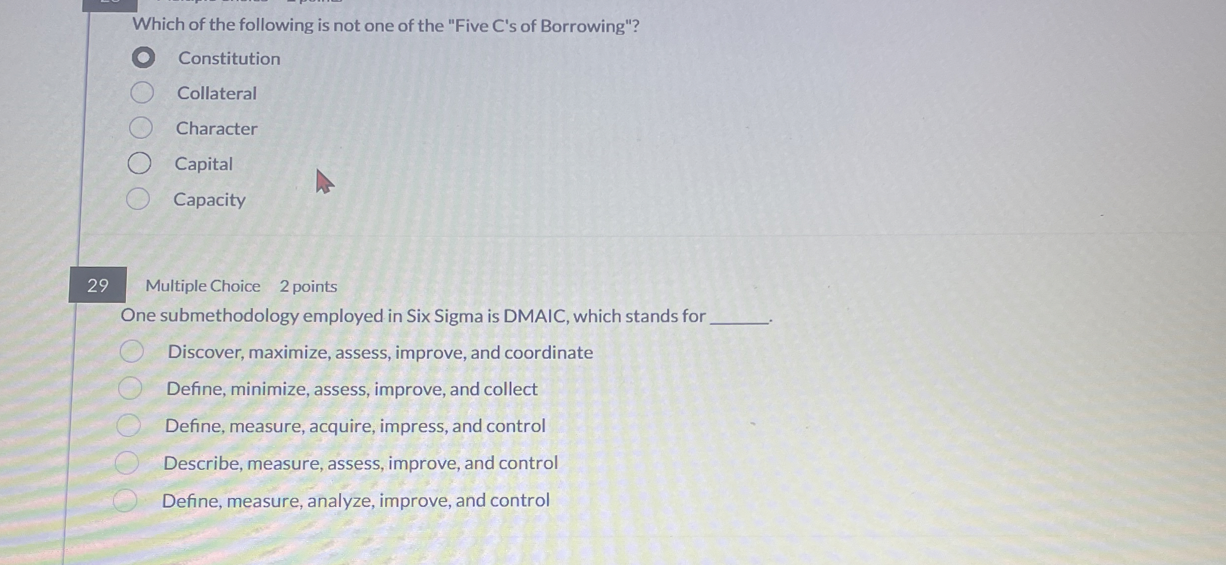 Which of the following is not one of the "Five C