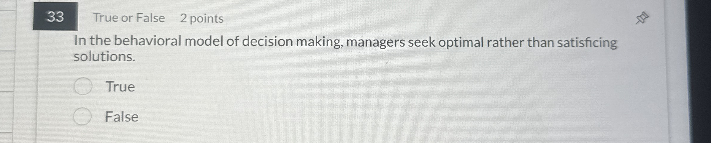3 3 True or False 2 points In the behavioral