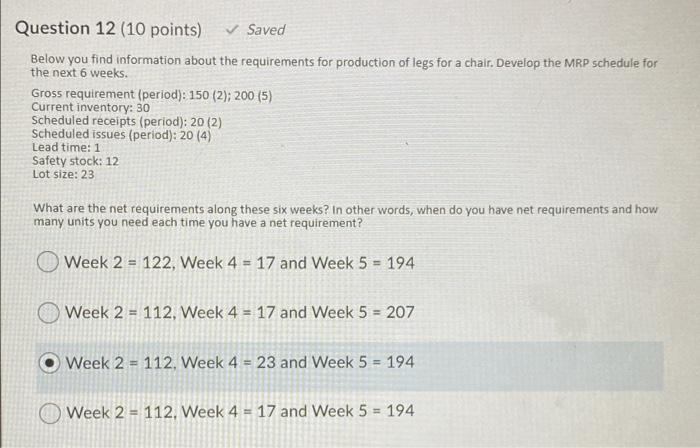 Question 12 (10 points) Saved Below you find