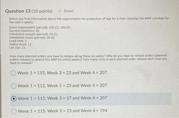 Question 12 (10 points) Saved Below you find