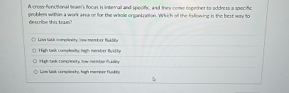 A cross - functional team's focus is internal and