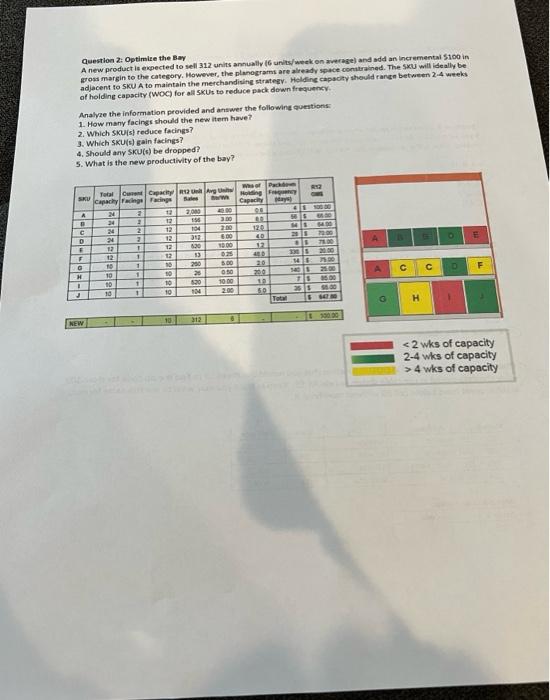 Solve #3 and 5 Question 2 Optimize the Bay A new