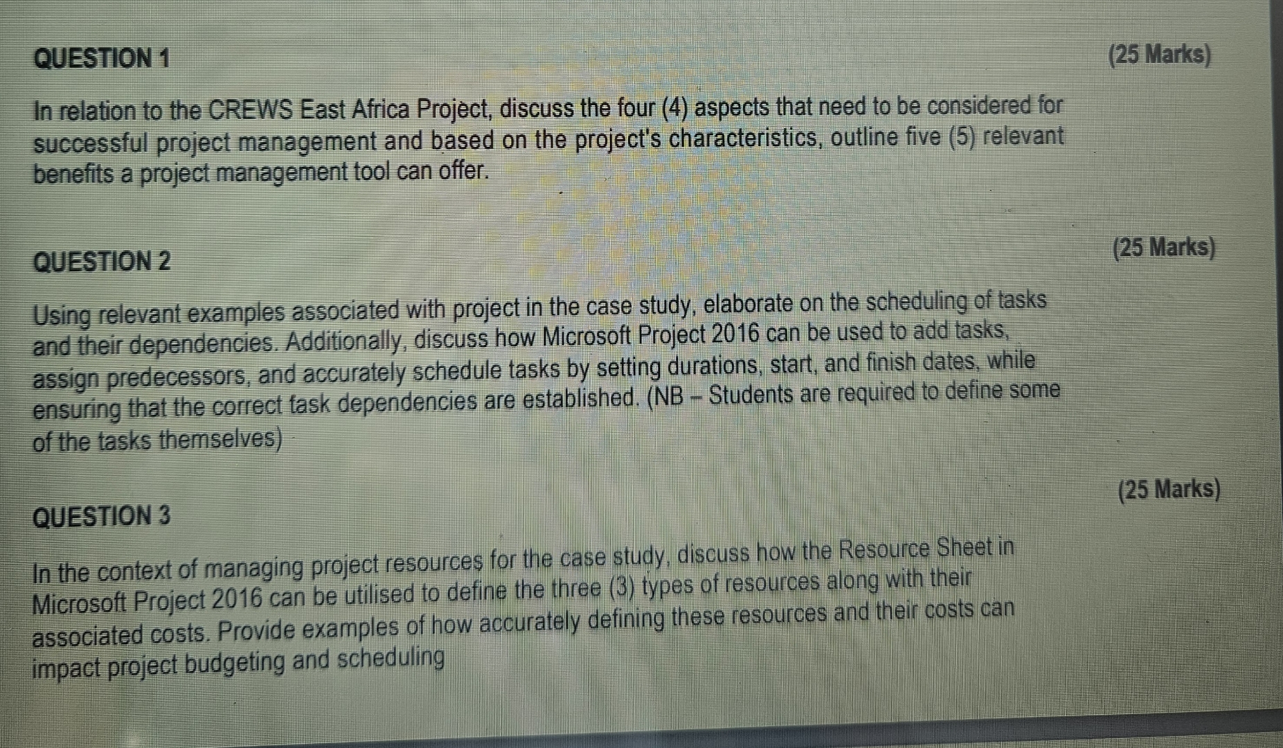 QUESTION 1 ( 2 5 Marks ) In relation to the CREWS