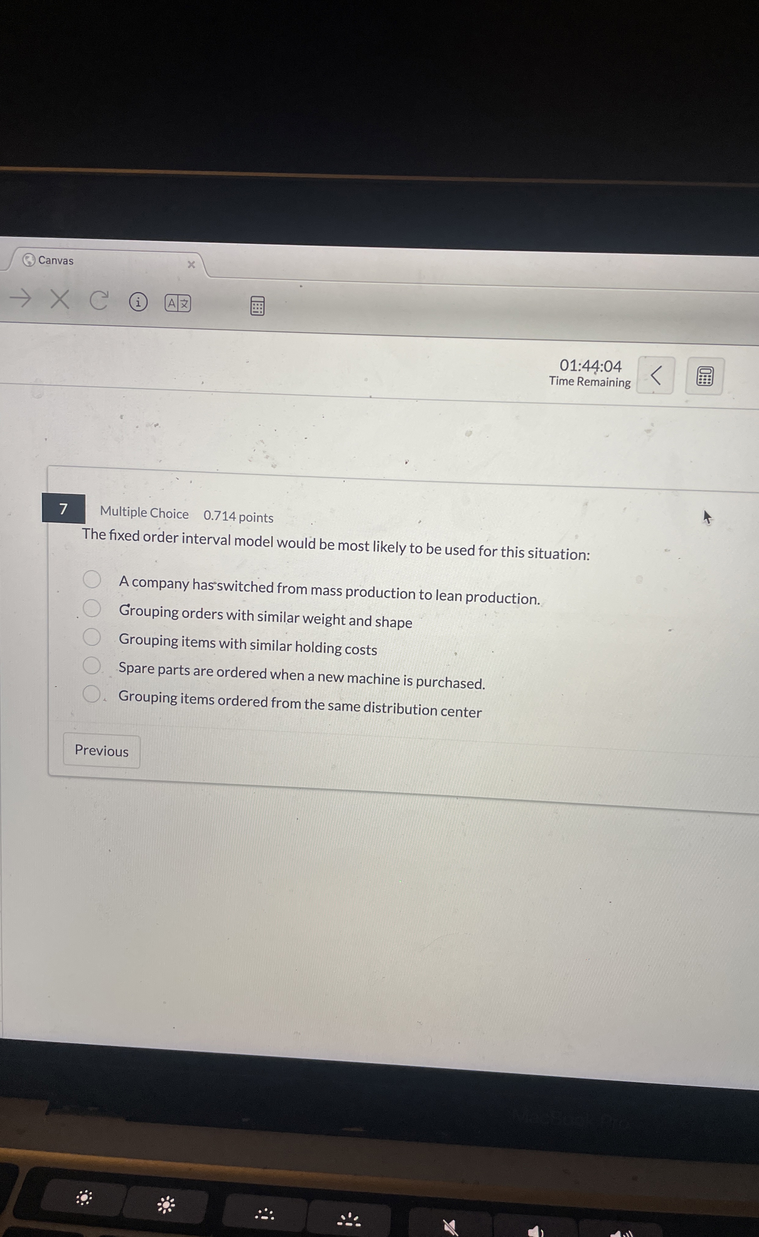 Canvas 0 1 : 4 4 : 0 4 Time Remaining 7 Multiple