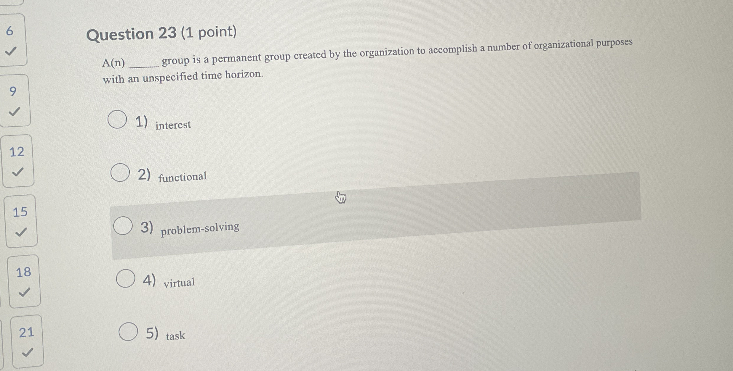 6 Question 2 3 ( 1 point ) A ( n ) group is a