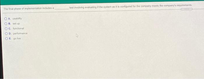 The final phase of implementation includes a test