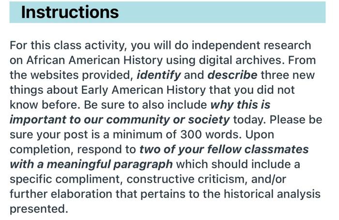 Instructions For this class activity, you will do