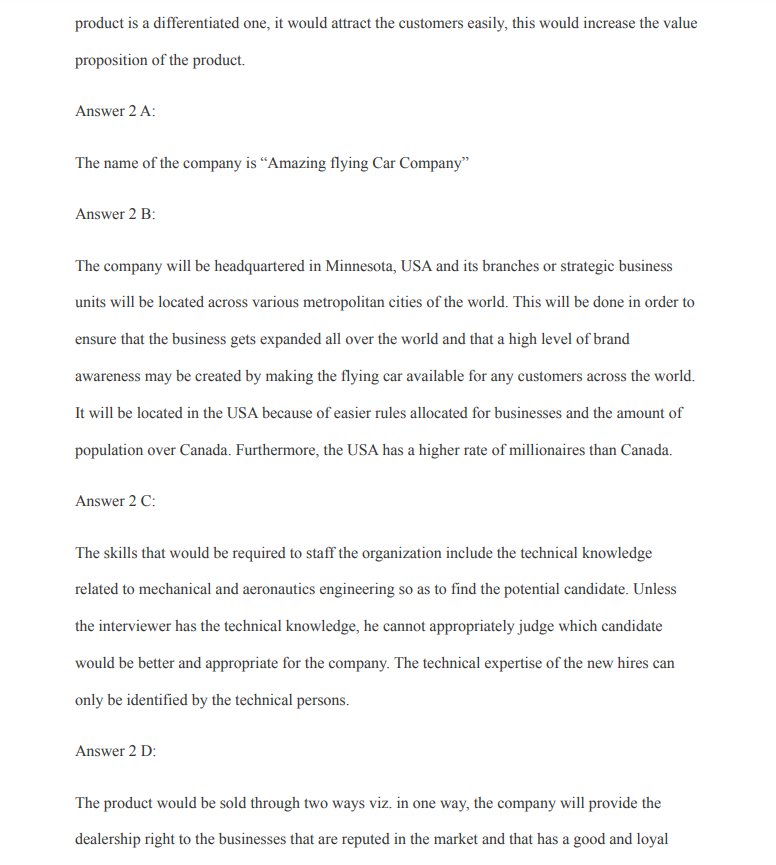 Answer 1A: A flying car is considered to be