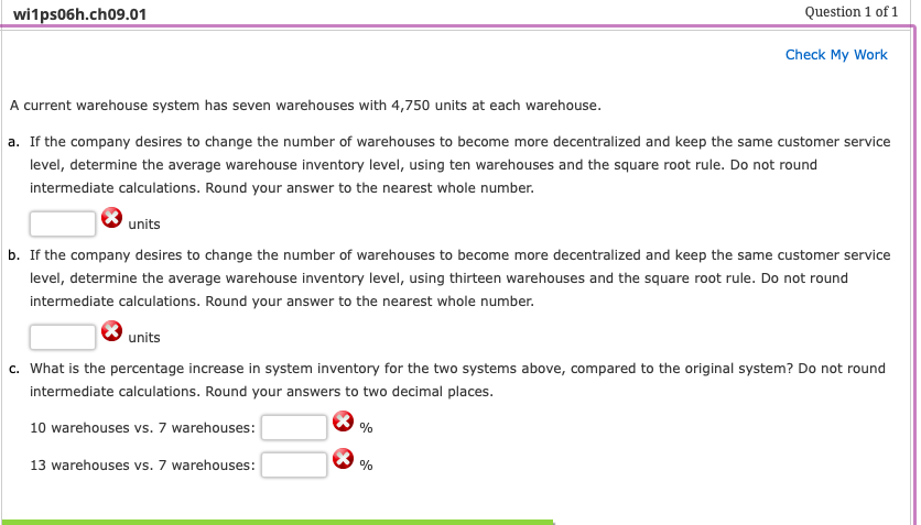 A current warehouse system has seven warehouses