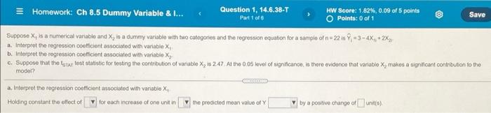 Homework: Ch 8.5 Dummy Variable & L... Question