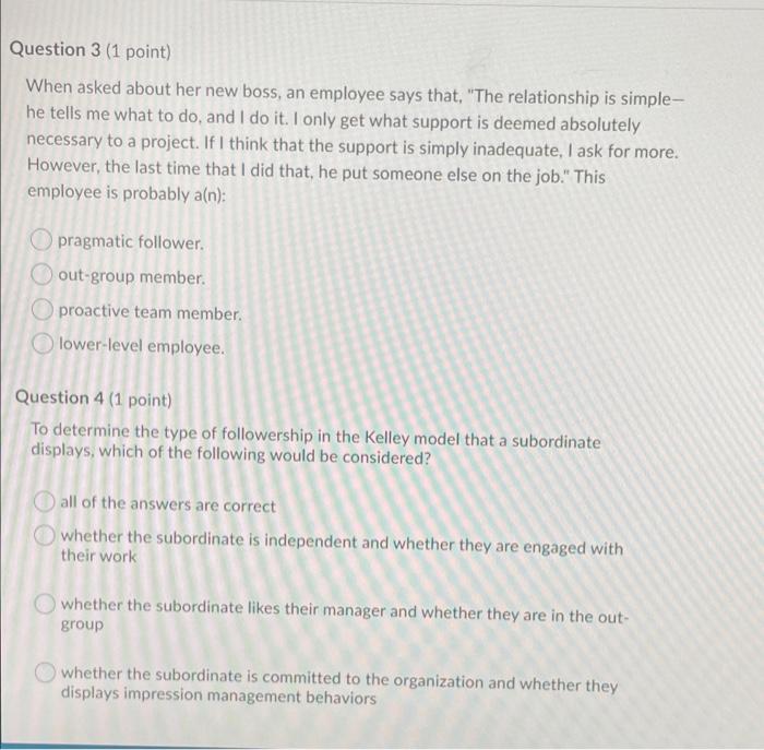 Question 3 (1 point) When asked about her new