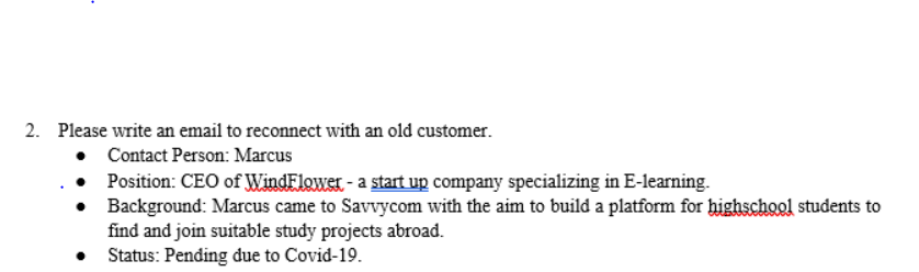 2. Please write an email to reconnect with an old