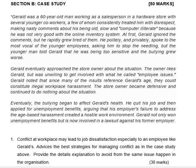 I need the answer quickly!! SECTION B: CASE STUDY