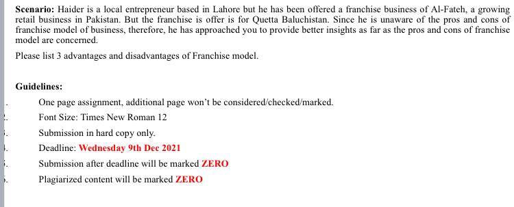 Scenario: Haider is a local entrepreneur based in