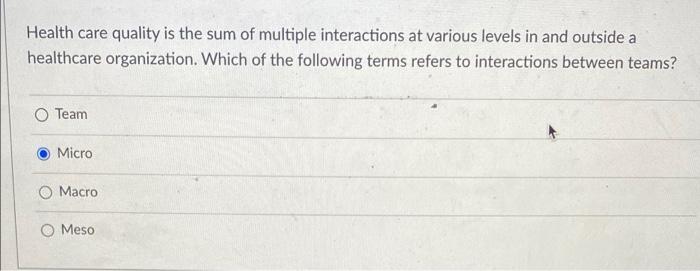 Health care quality is the sum of multiple