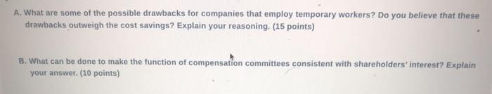 A. What are some of the possible drawbacks for