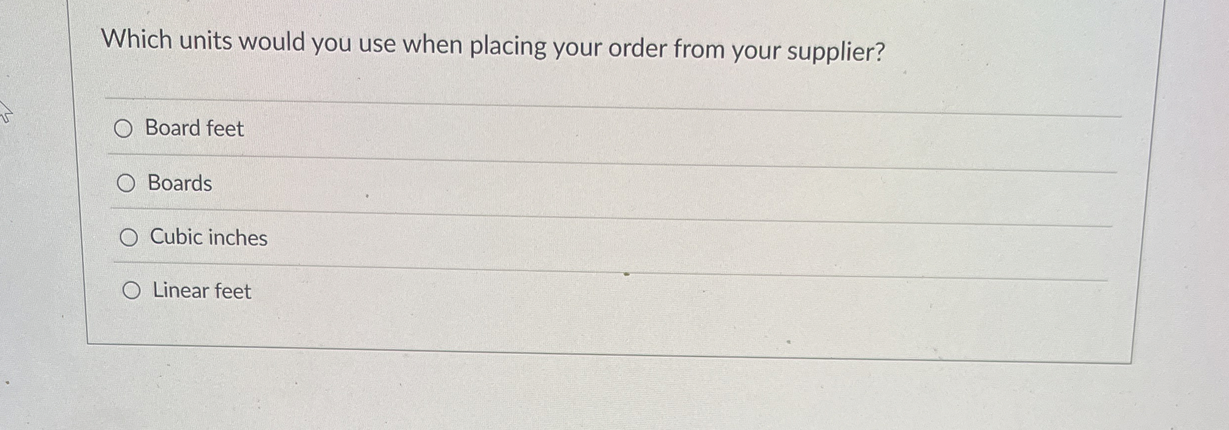 Which units would you use when placing your order