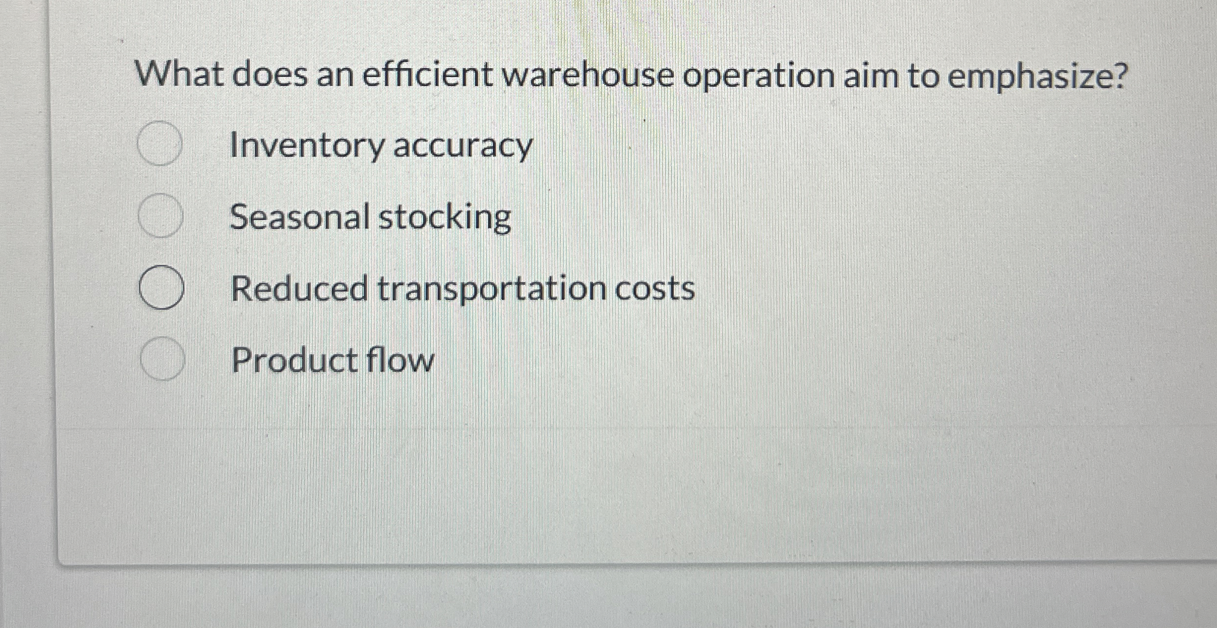 What does an efficient warehouse operation aim to