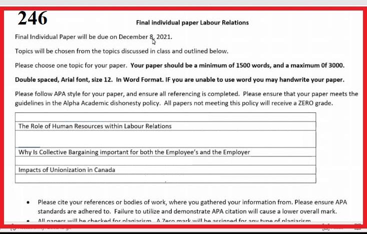 246 Final individual paper Labour Relations Final