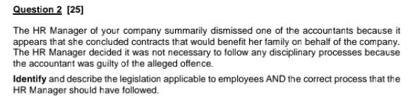 the module is hrm 100 Question 2 (25) The HR