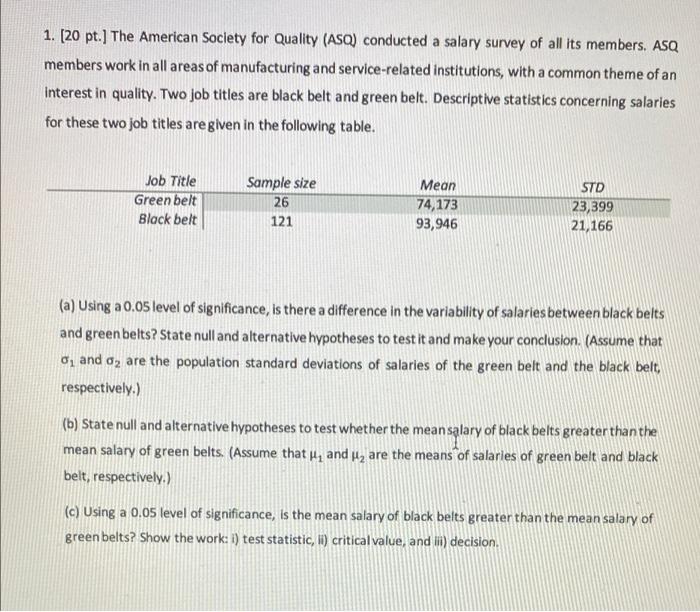 Please help and show all work 1. (20 pt.] The