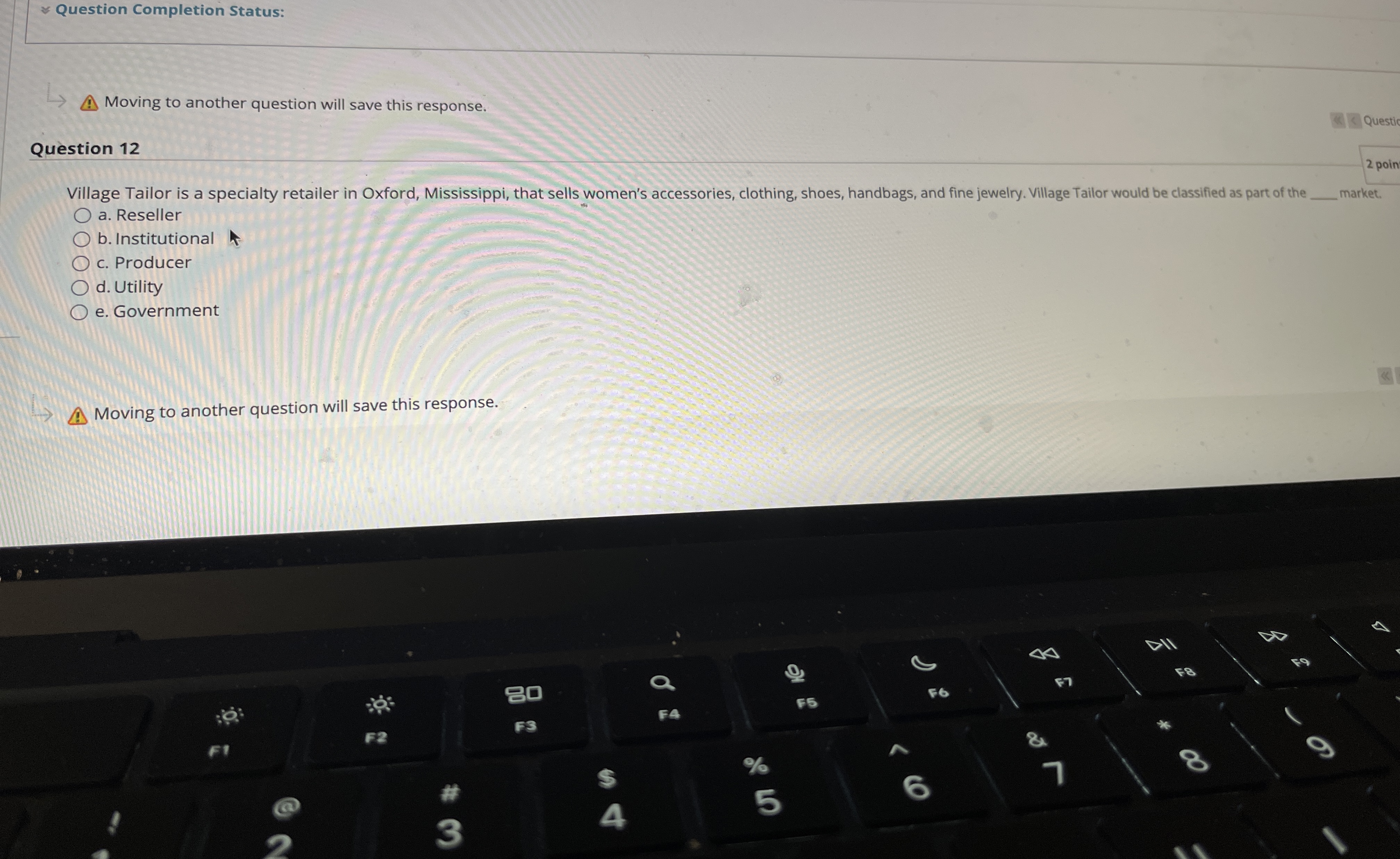 Question Completion Status: Moving to another