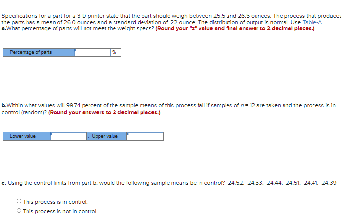 Specifications for a part for a 3-D printer state
