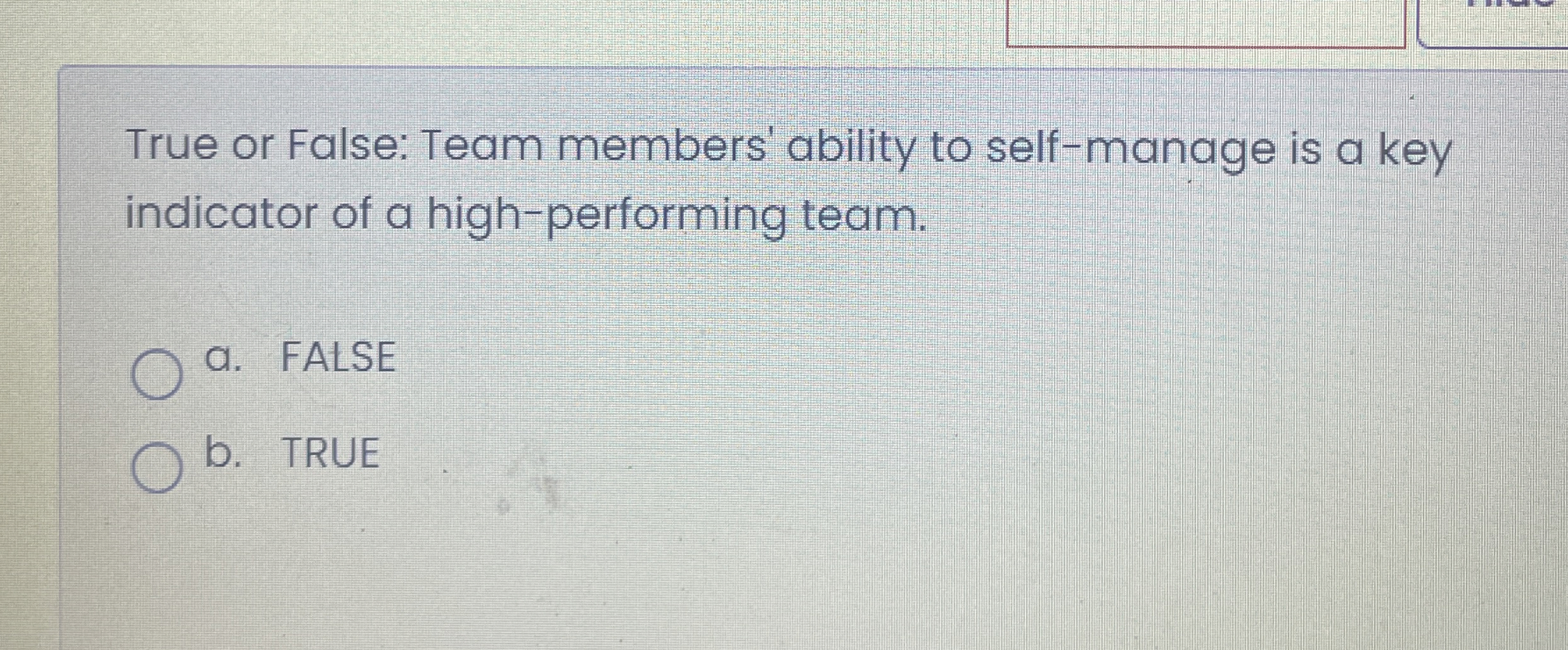 True or False: Team members' ability to self -