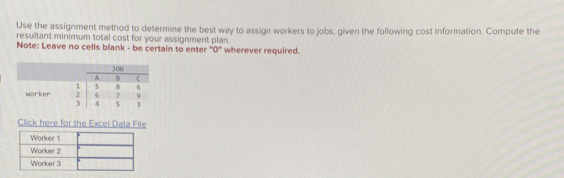 Use the assignment method to determine the best
