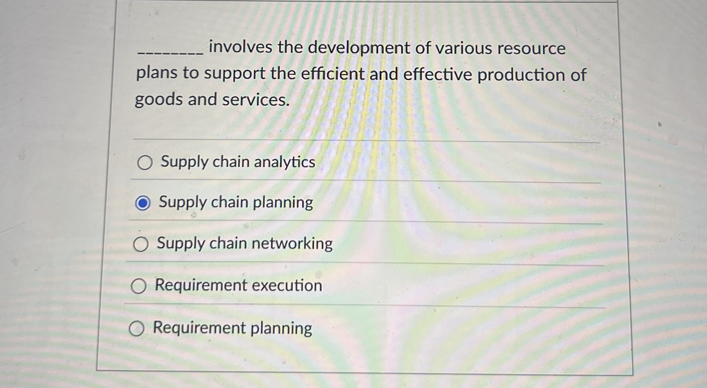 involves the development of various resource