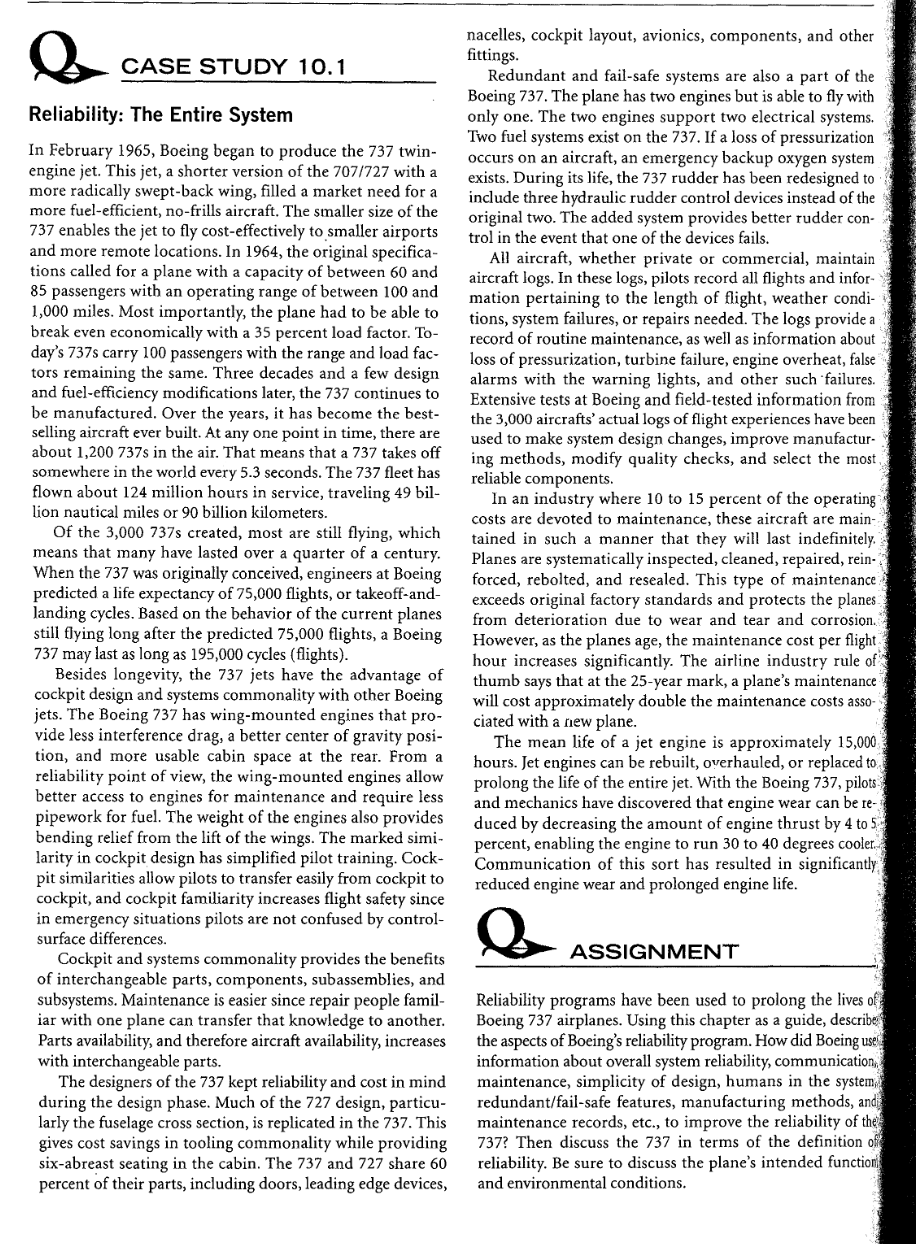 CASE STUDY 10.1 Reliability: The Entire System In