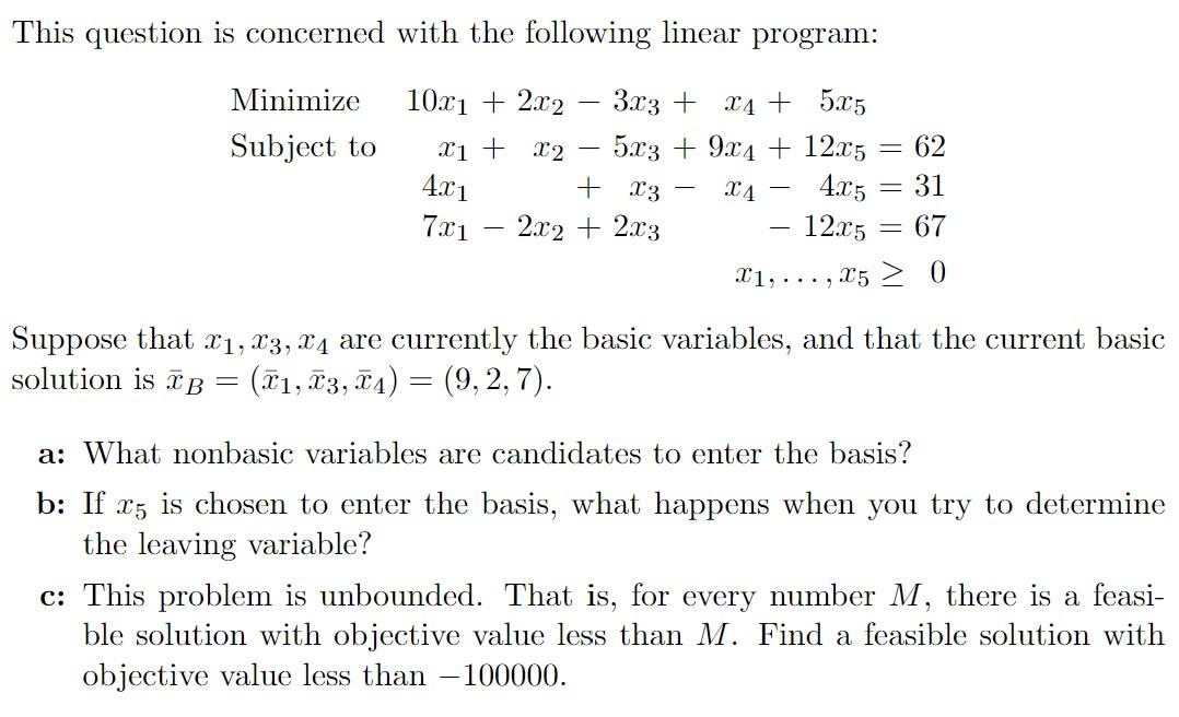 This question is concerned with the following