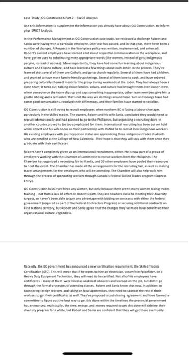 prepare a swot analysis for this case scanerio