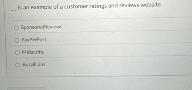 is an example of a customer ratings and reviews
