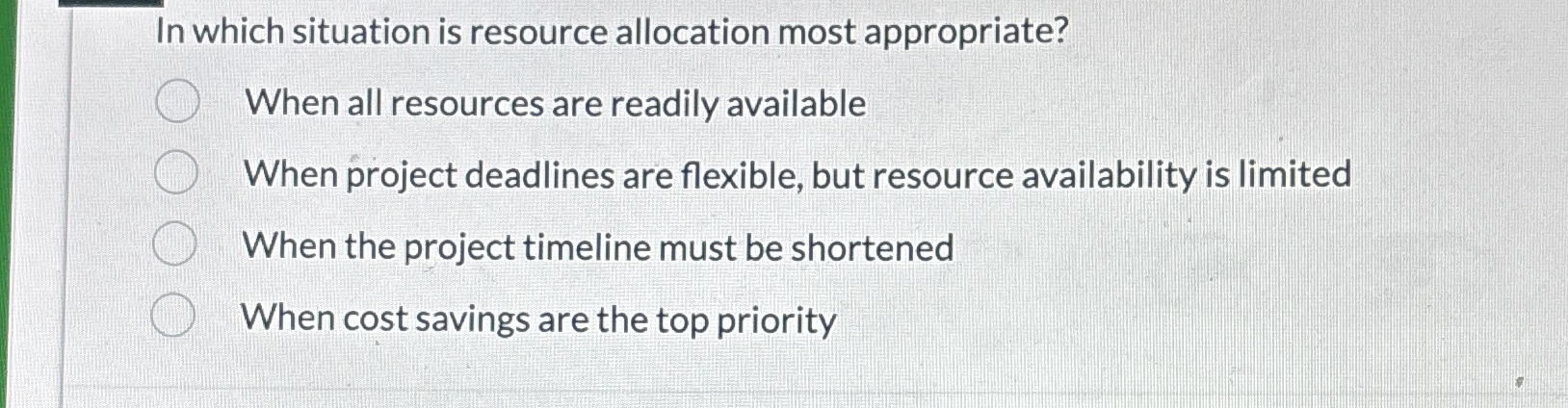 In which situation is resource allocation most