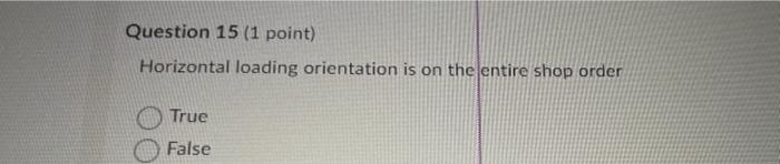 Question 15 (1 point) Horizontal loading