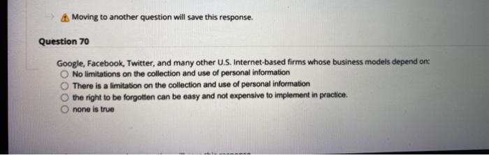 Moving to another question will save this