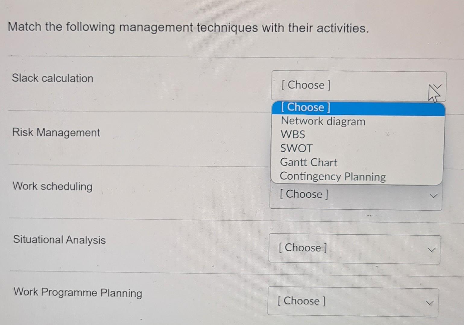 Match the five techniques to the five from the