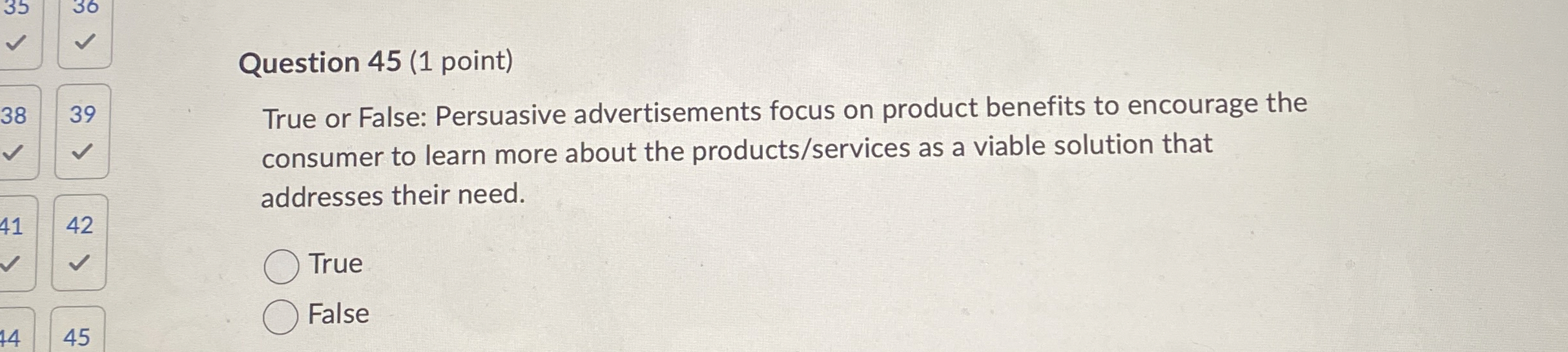 Question 4 5 ( 1 point ) 3 9 True or False: